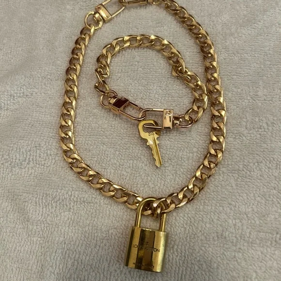 Authentic #315 Louis Vuitton Lock + Key Necklace and Bracelet Set - Picture 3 of 5